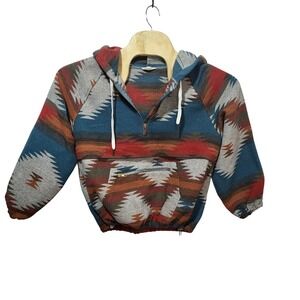 MAINSTRIP Southwest Aztec Pattern Quarter Zip Hoodie Pullover‎ Women's Size S